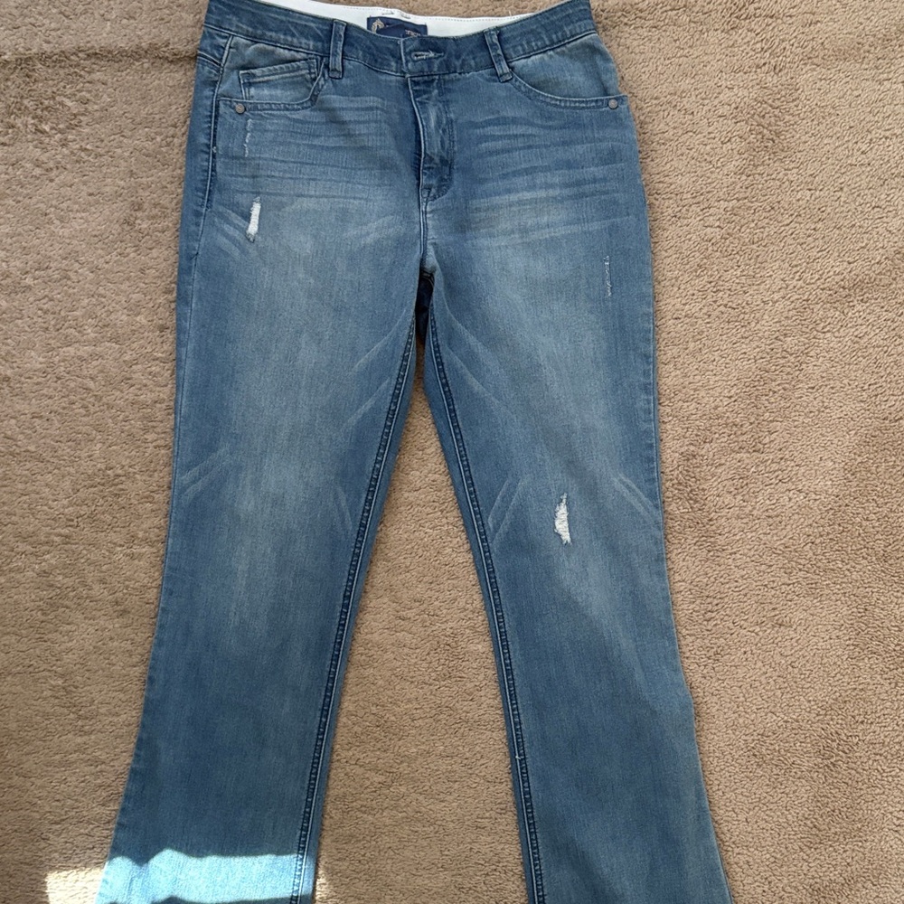 Democracy Light Blue Boot Cut Jeans with Subtle Distress